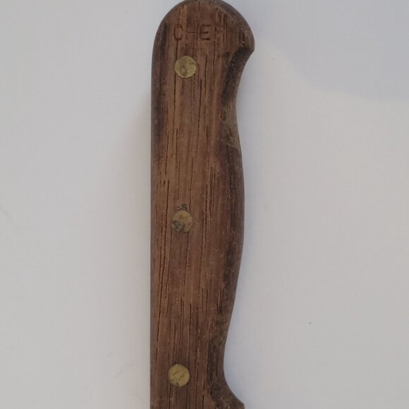 Vintage Santa Fe Chefs Knife 10" Stainless Steel Blade With Wooden Handle - Picture 2 of 6